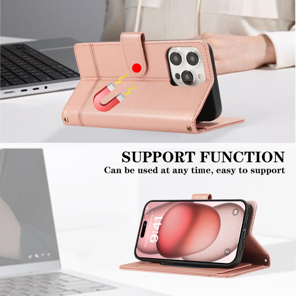Samsung S24U Mirror for Foreign Trade, Multi-card Insert Card, Flip Cover Leather Case, iPhone15 Oblique Span Lanyard, Mobile Phone Case.