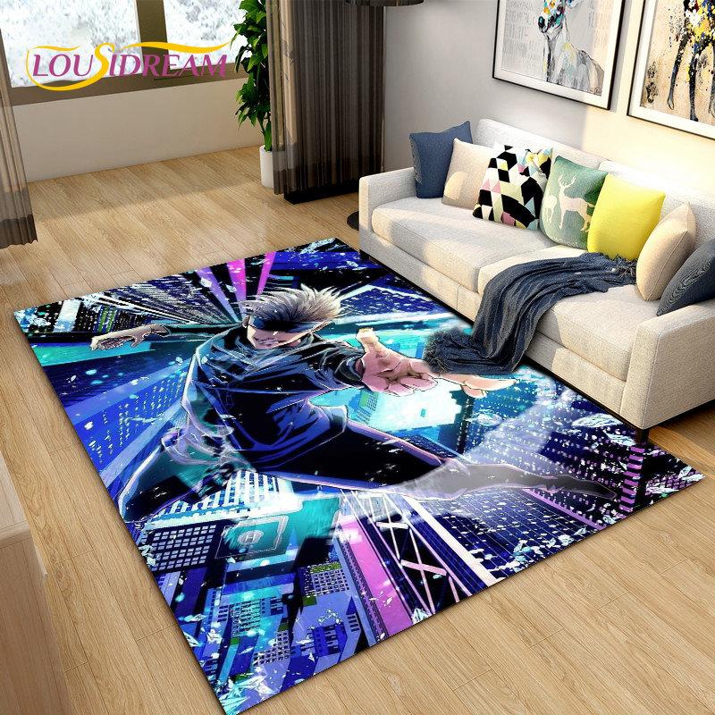 Jujutsu Kaisen Anime Cartoon Area Rug,Carpets Rug for Living Room Bedroom Sofa Doormat Decoration,Kids Play Non-slip Floor Mat