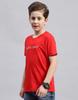 MONTE CARLO Boys Red Printed Round Neck Half Sleeve Regular Fit T-Shirt