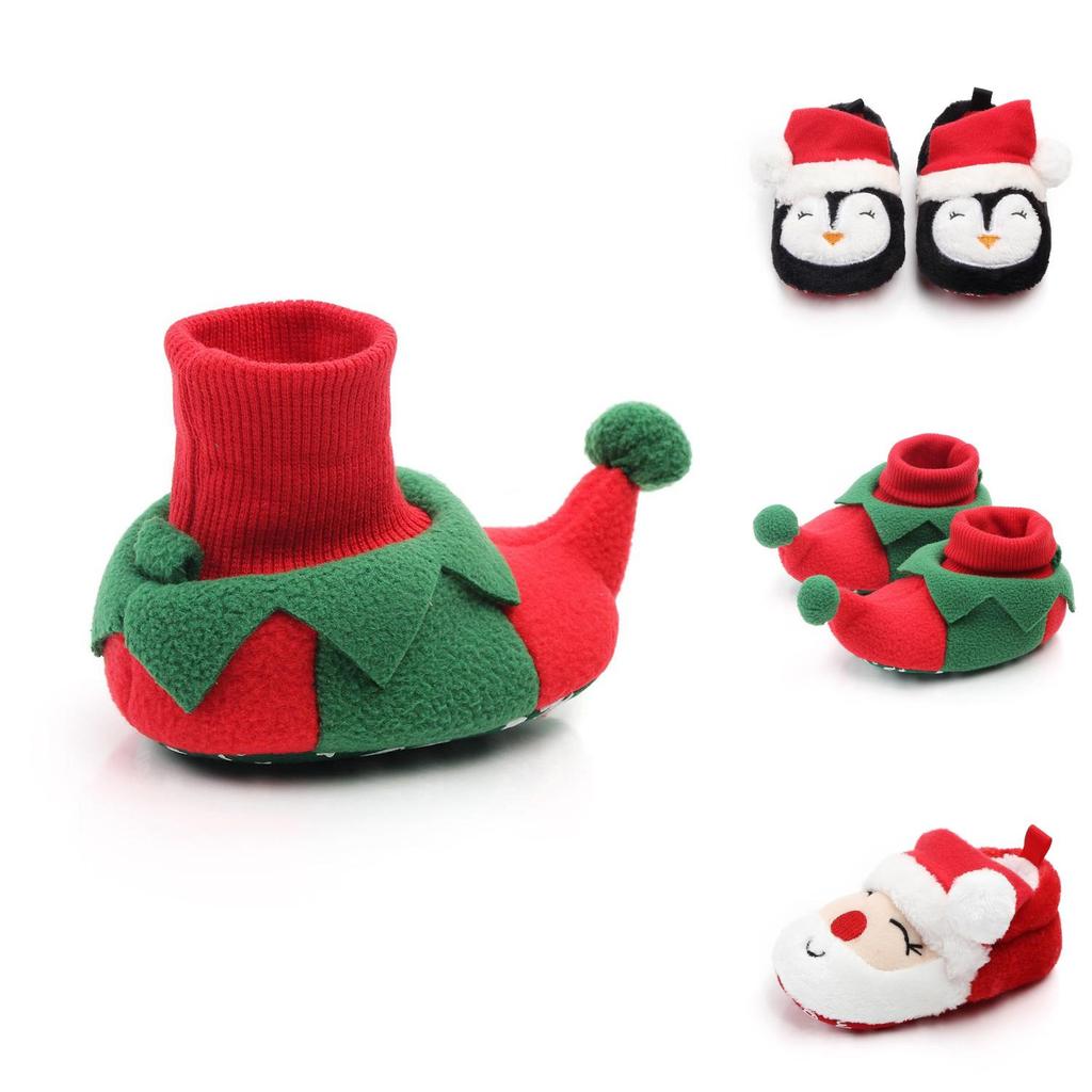 Cute Kids Baby Girls Boys Toddler Christmas Shoes Winter Soft Slippers Santa Claus