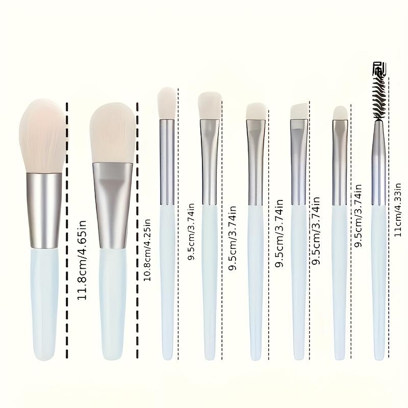 8pcs Portable Makeup Brush Set with Soft Bristles, Mini Beauty Tools, Includes 8 Nylon Makeup Brushes.