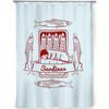 Vintage Sardines Shower Curtain, Retro Seafood Pattern Waterproof Bath Curtain, Kitchen Theme Bathroom Decor for Home