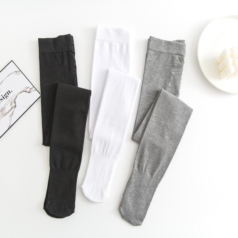 Girls' Cotton Dance Tights: Thin Vertical Stripes, White, Student-Friendly