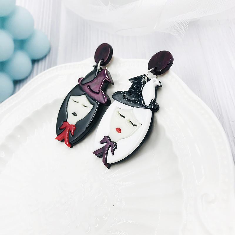 Asymmetrisches europäisches und amerikanisches Design, Hexenmädchen-Ohrringe, Acryl-Modeohrringe