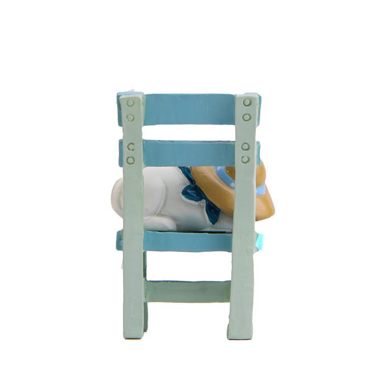 Ornament Dog Resin Lies On The Stool With Rustic Style For Home Decoration