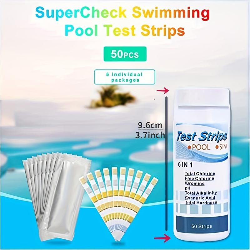 6Combination1Swimming Pool Water Quality Test Strips50Striped Chlorine BrominePHTotal Alkalinity Cyanuric Acid Test Strips for S