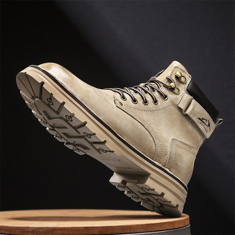 Luxusmarke Outdoor Herrenstiefel High-Top Leder Wanderschuhe Klassische Herren-Knöchelschuhe Motocross-Sneaker Lässige Lederschuhe