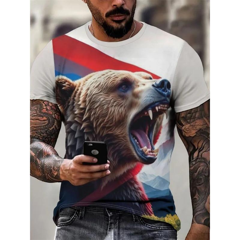 Pánské tričko pro muže 3D potisk Cool Klasické umělecké tričko na léto Kulatý výstřih Topy Trička