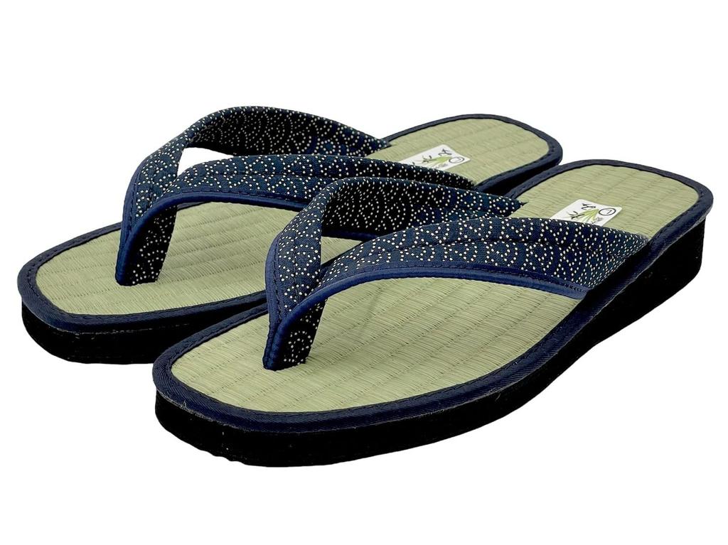 Taimei Shokai Tatami Sandals with Japanese Pattern Men's Japanese-made (132/Navy, M)