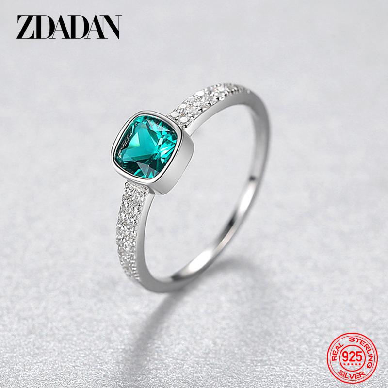 925 Sterling Silver Emerald Finger Ring for Women Wedding Jewelry 6