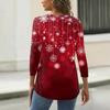 Women's T Shirt Christmas Print Button 3/4 Sleeve Daily Weekend Fashion Basic V- Neck Regular Top
