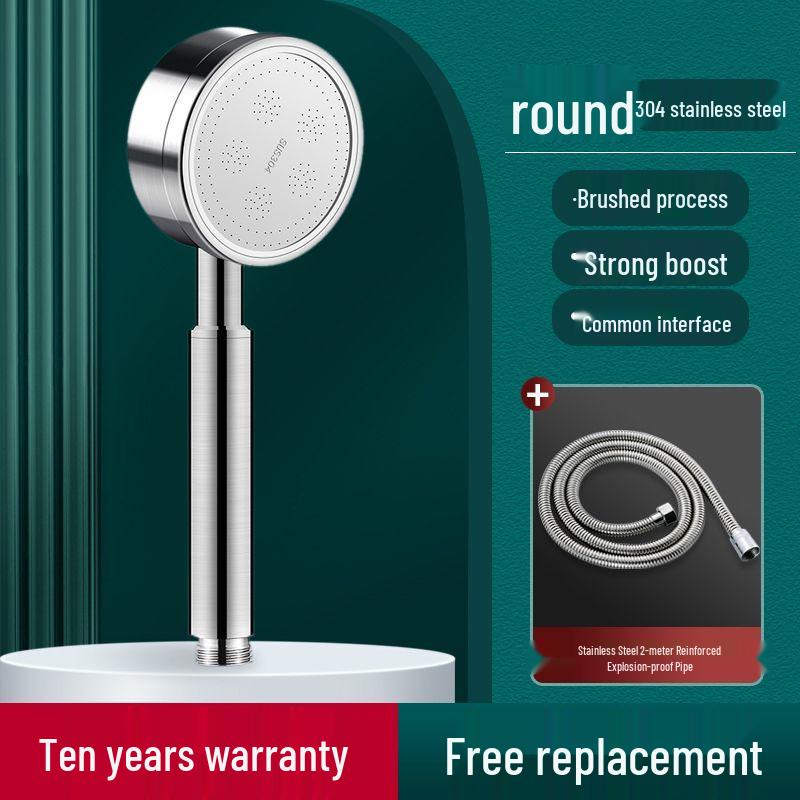 Durable 304 Stainless Steel Boost Shower Head Set - All-Metal, Drop-Resistant for Home Use