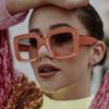Square Sunglasses Women's New Personalized Concave Sunglasses Retro Large Frame Sunglasses