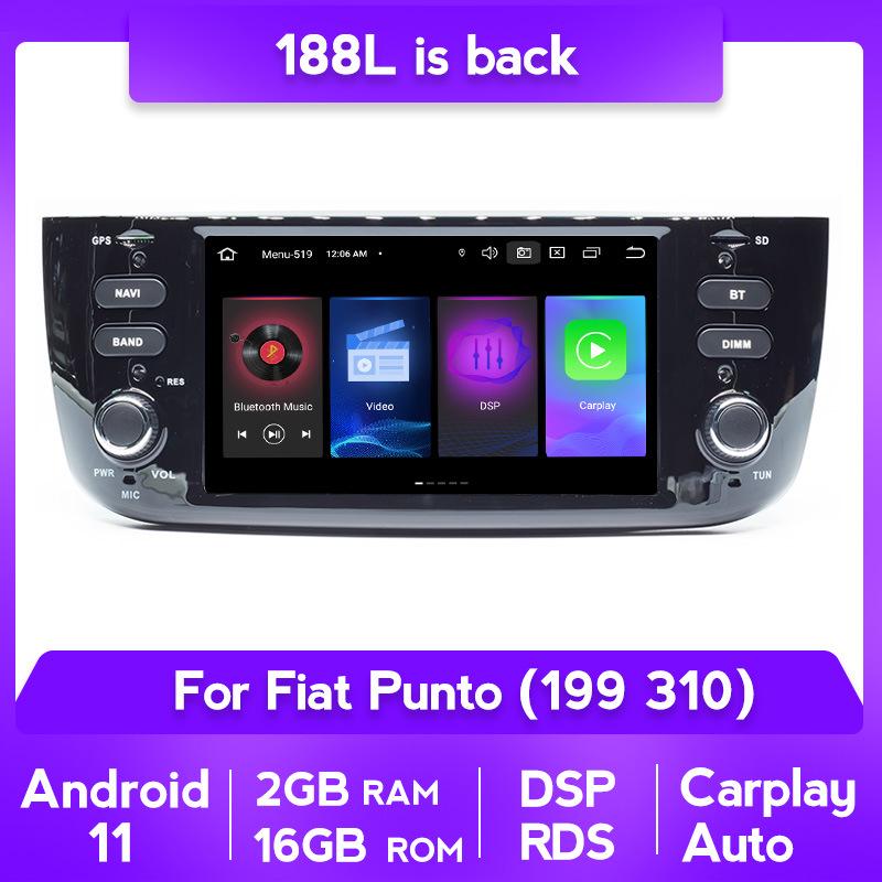 Fiat Punto GPS Navigation Carplay with Reversing Camera and Bluetooth CD System