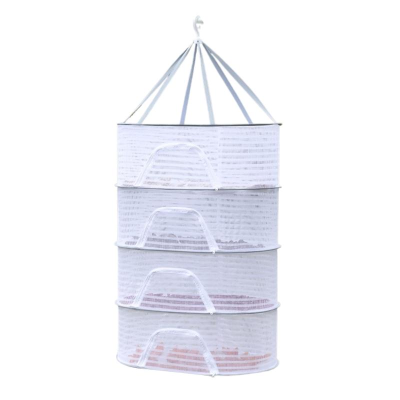 Breathable Mesh Hanging Drying Rack Vegetable Dryer with Rotating Hook Plant Hanging Net for Indoor and Outdoor Use