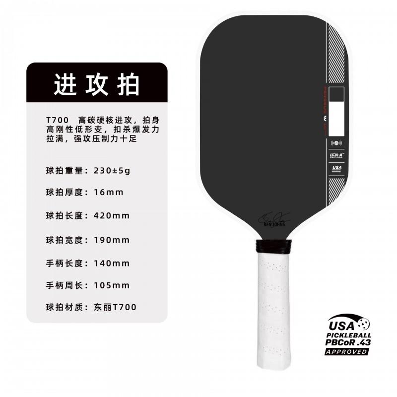 Professional Carbon Fiber Pickleball Paddle T700 4th Gen Honeycomb Core Highality Large Sweet Textured Matte Finish