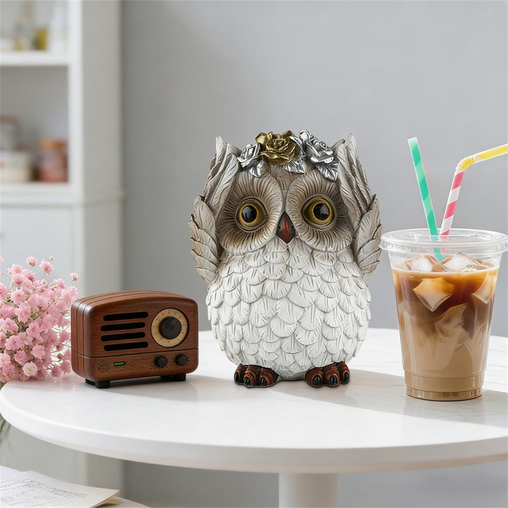 Resin Hører Ikke, Ser Ikke, Sier Ikke, Uglepynt, Skrivebordsdekorasjon