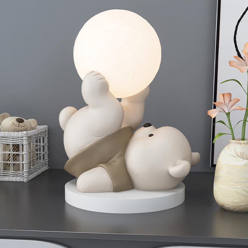 Heimdeko Niedlicher Bär Licht Statue Schreibtischdekoration Cartoon Tier Kleine Skulptur Nordisches Wohnzimmer Veranda Figur Raumdeko