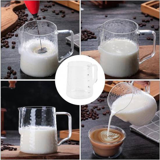 jojofuny Coffee Milk Frothing Pitcher Glass Measuring Cups Mixing Glass Mug with Handle 500ml for Espresso Steaming Measure Latte Art Measuring Cup