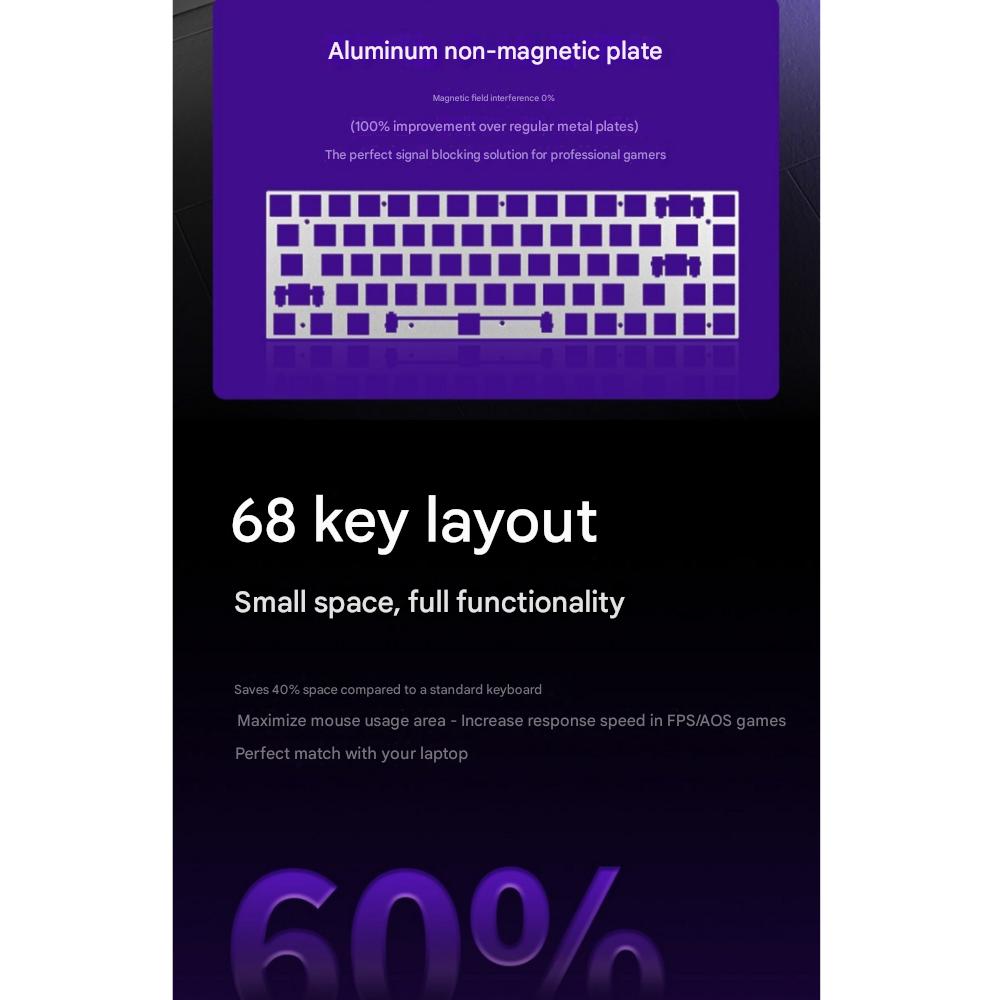 FURYCUBE M68HE 8k Szybki Wyzwalacz Magnetyczna Oś Klawiatura Gamingowa ACE 68 Mechaniczna Wooting e-sport