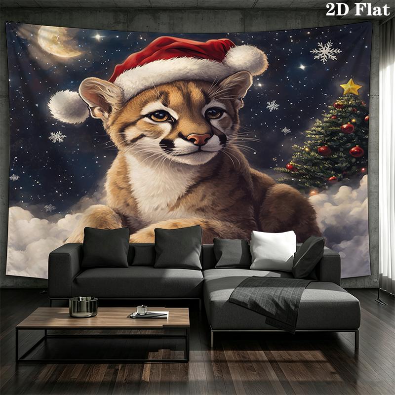 Weihnachtstiere Wandteppich, ästhetische bedruckte Stoffdecke, geeignet für Schlafzimmer, Wohnzimmer und Heimdekoration.