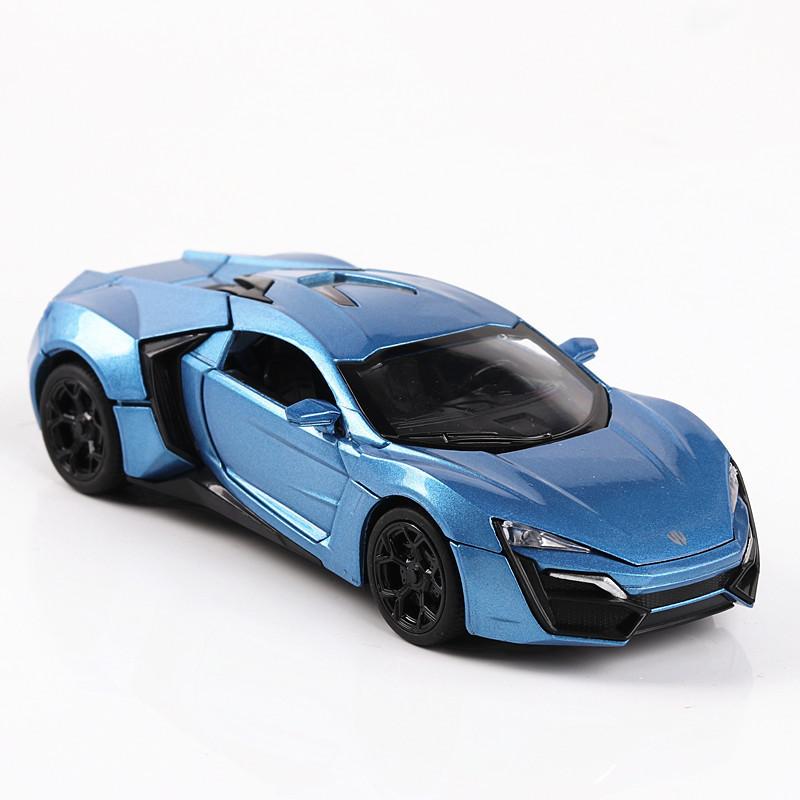 White Red Blue Black Alloy Fast And Furious Lykan Dubai Super Car 132 Scale Model Music Sound Racing Toy