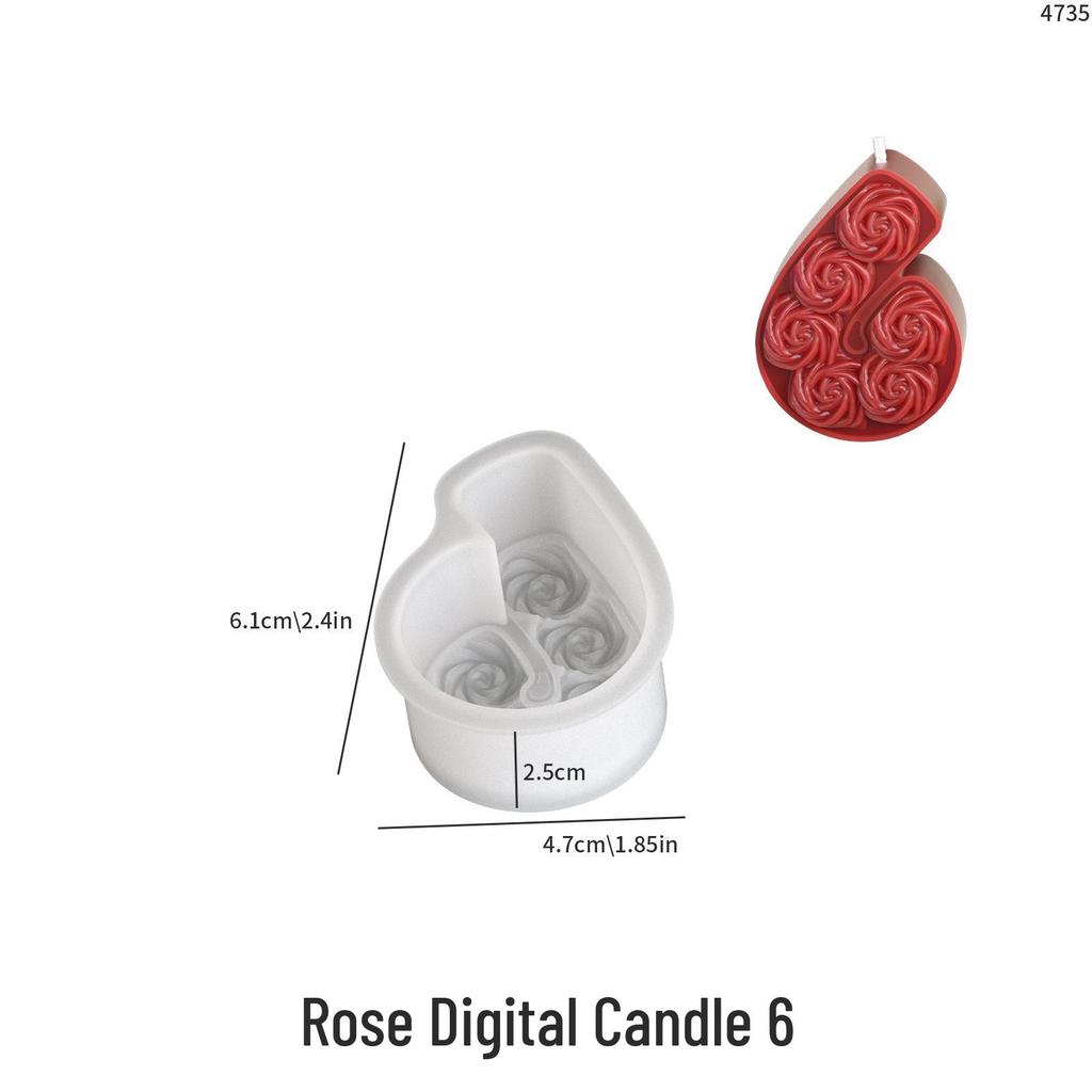 Poppy Rose Candle Ornament Mold: Silicone for DIY Incense, Plaster, Epoxy, Resin.