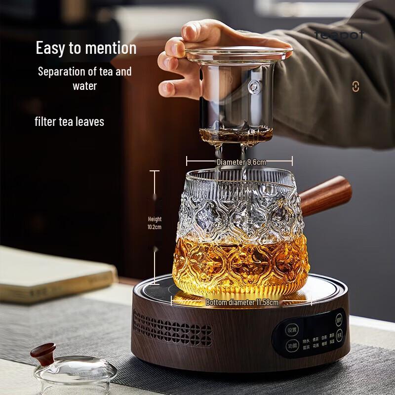 YIHUTEA Heat-Resistant Glass Side-Handle Tea Kettle