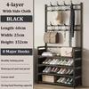 4-layer Shoe Rack Entrance Hanging Rack Floor Standing Shoe Rack Multi-layer Hook Storage Rack Household Minimalist Shoe Rack