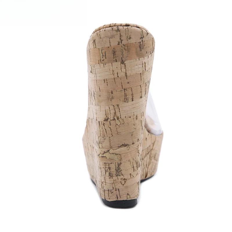 Módní Luxusní Dámské Boty 2025 Nové Letní Transparentní Platforma Klínky Pantofle Sandály Dámská Móda Vysoké Podpatky Dámské Boty Velká Velikost