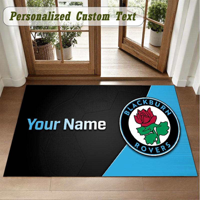Crystal Velvet Square Rug Custom NameBlackburn Rovers FC Pattern Non Slip Home Floor Decor Rug
