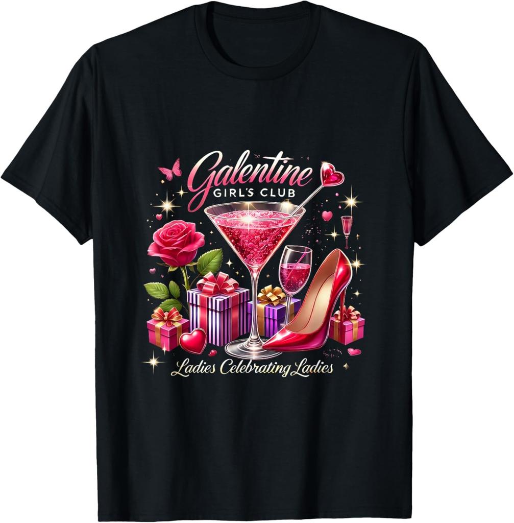 Galentine Girls Club Celebration Martini Glass Costume T-Shirt