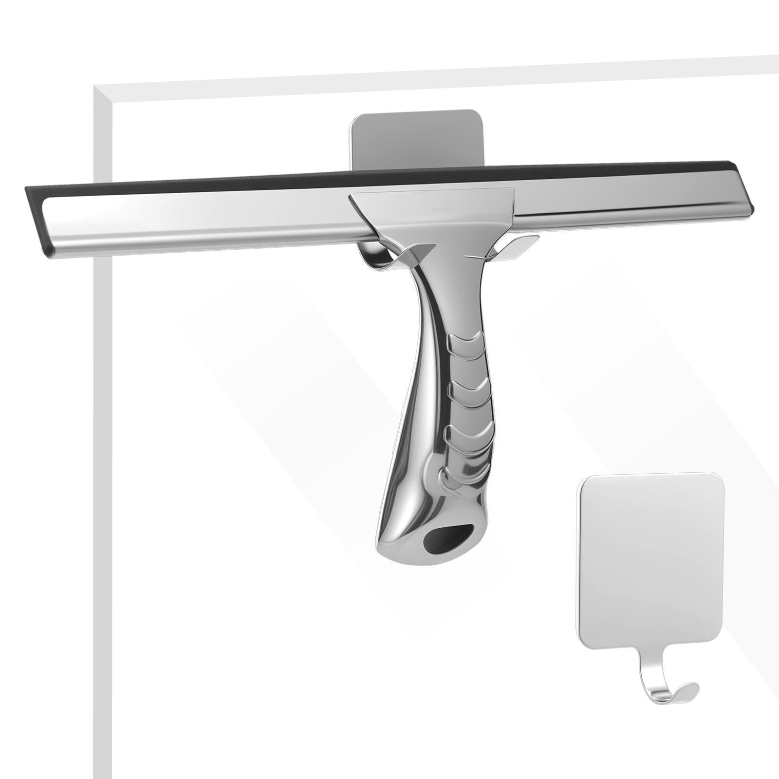 Stainless Steel Shower Squeegee Household Bathroom Doors Hanging Hooks Window Mirror Glass Silicone Scraper Cleaning Tool