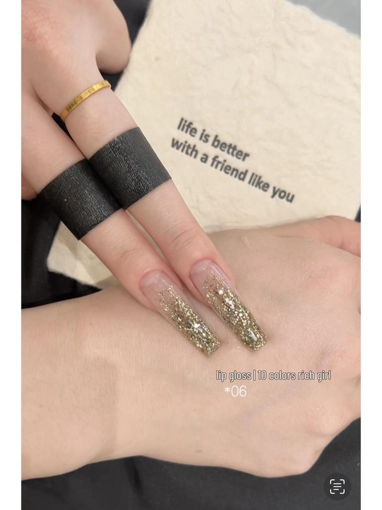 Rich Girl 10-Color Glitter Gel Nail Polish: Gold & Silver Ice Transparent Diamond Shine