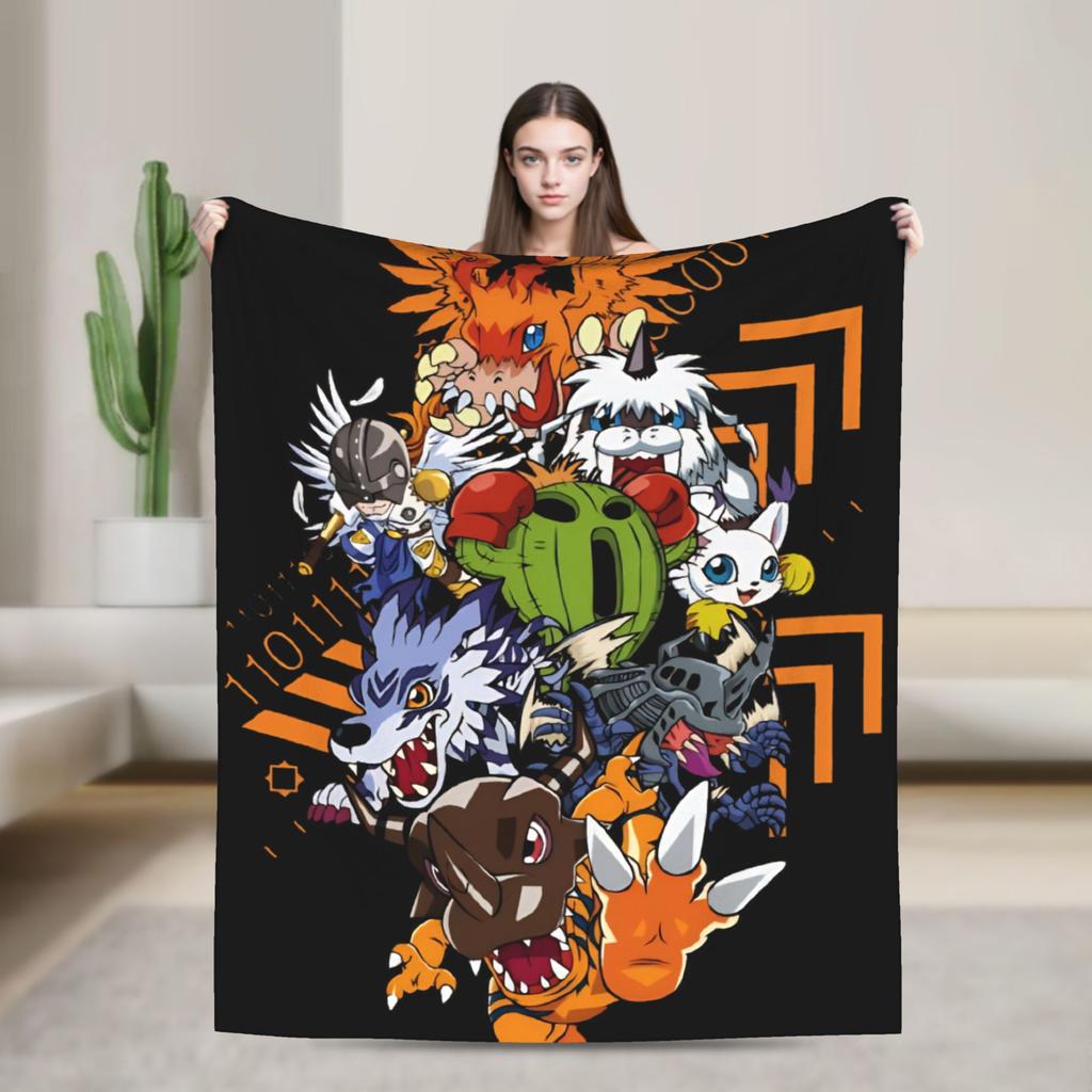 digimon adventure gatomon Flannel Blankets  Warm Soft Bedding Throws for Living Room Picnic Fluffy Bedspread Sofa Bed Cover