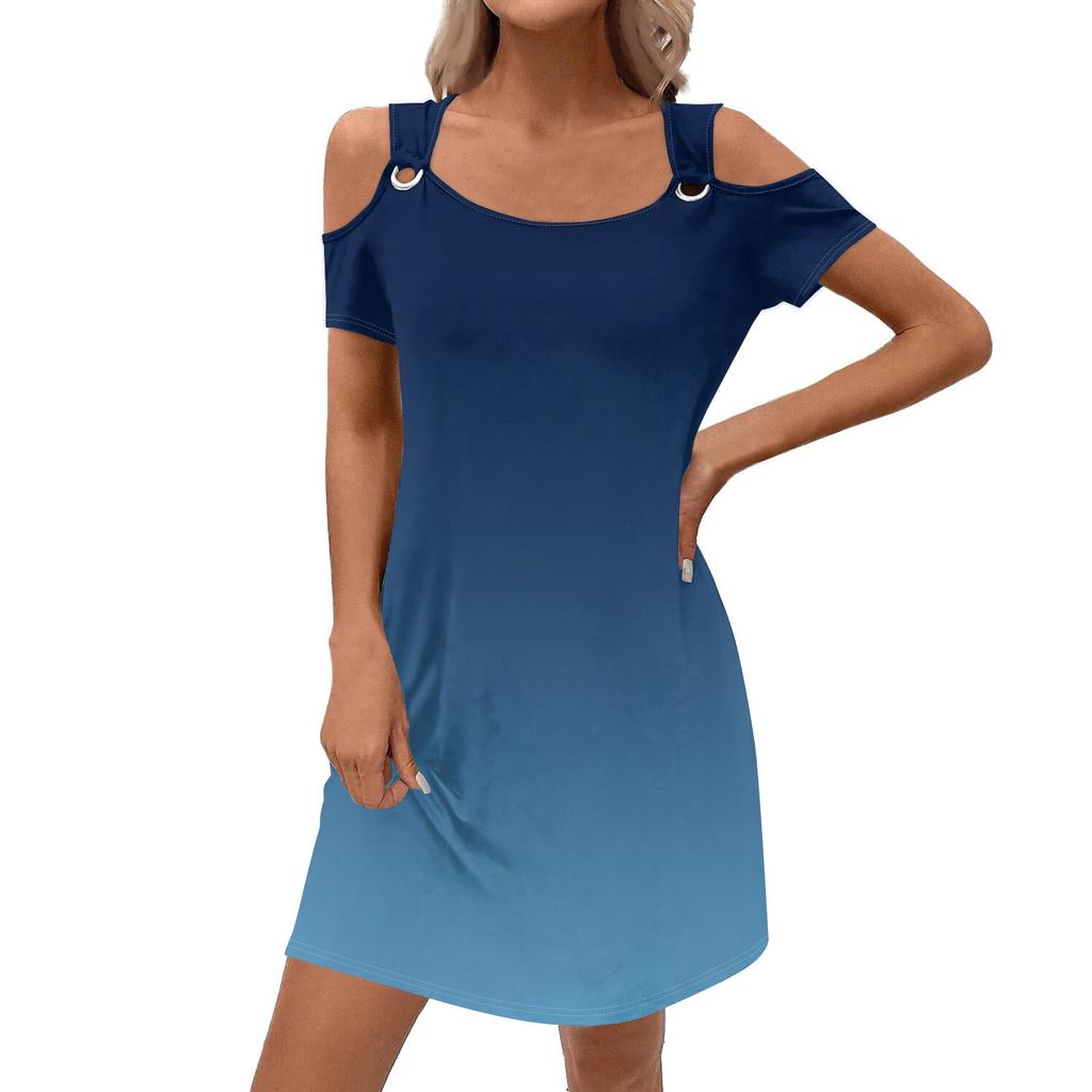 Women's Stylish Casual Summer Gradient Dress With Pockets