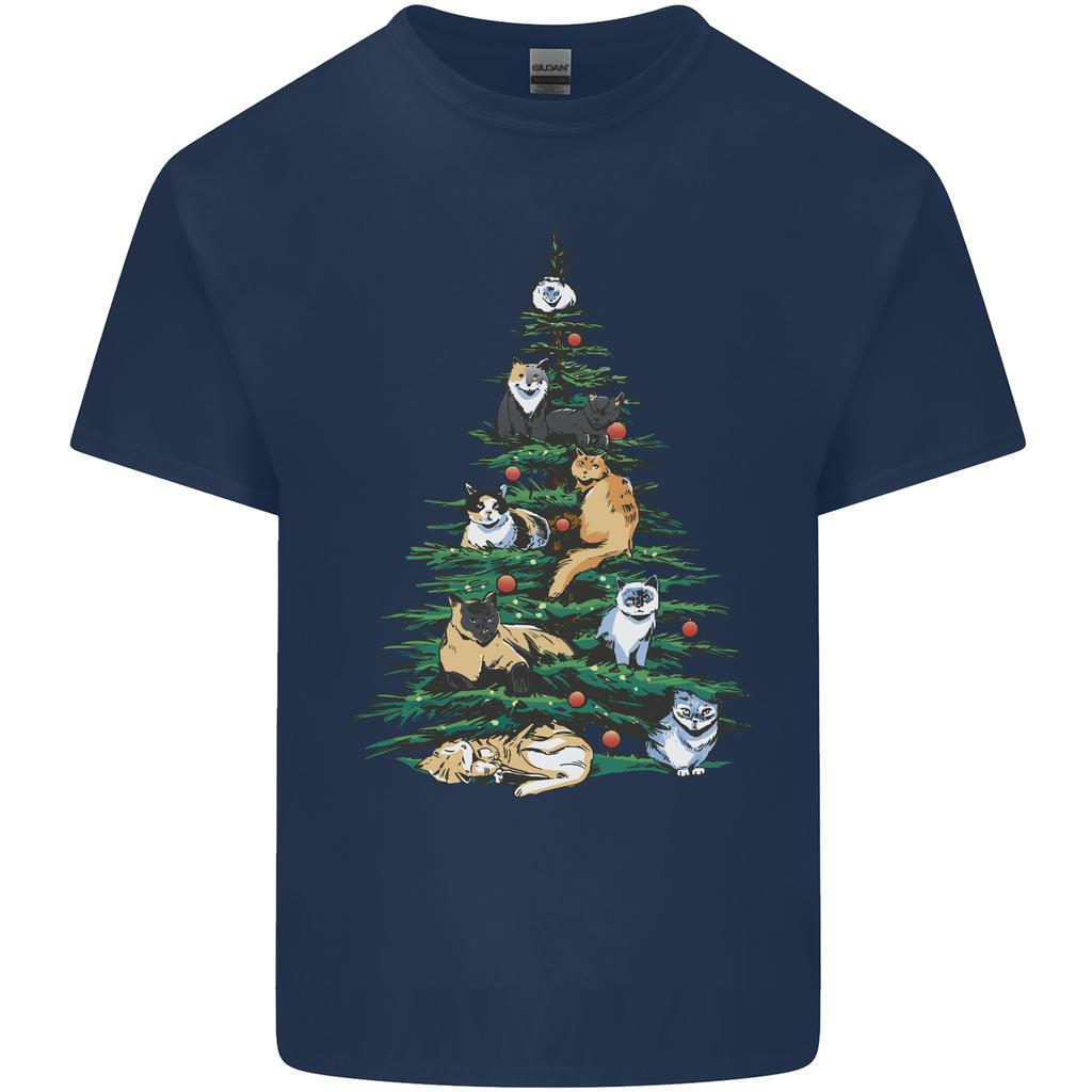 Cat Christmas Tree Unisexs Light Cotton TShirt