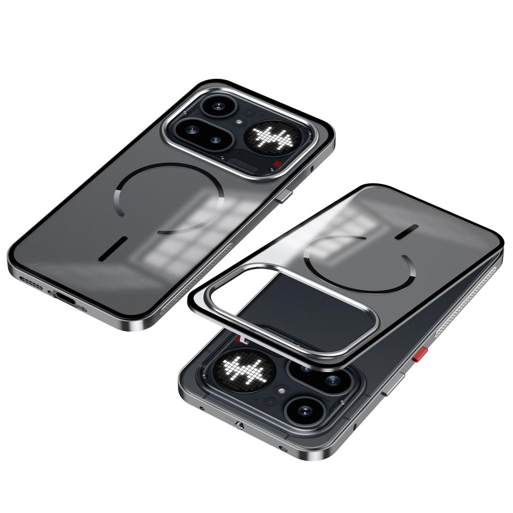 Coque Pour Nothing Phone 4A Pro Phone 4A Alliage d'Aluminium Cadre Métallique Pare-chocs Acrylique Givré Cover de Recharge Sans Fil Magsafe