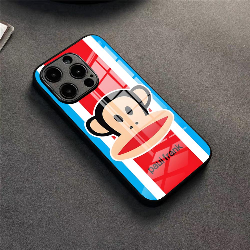 P-Paul F-Frank Big Mouth Monkey Phone Case For 17 Pro Max IPhone 16 Pro 14 12 11 13 Mini X XR XS 15 Plus SE Glass Cover
