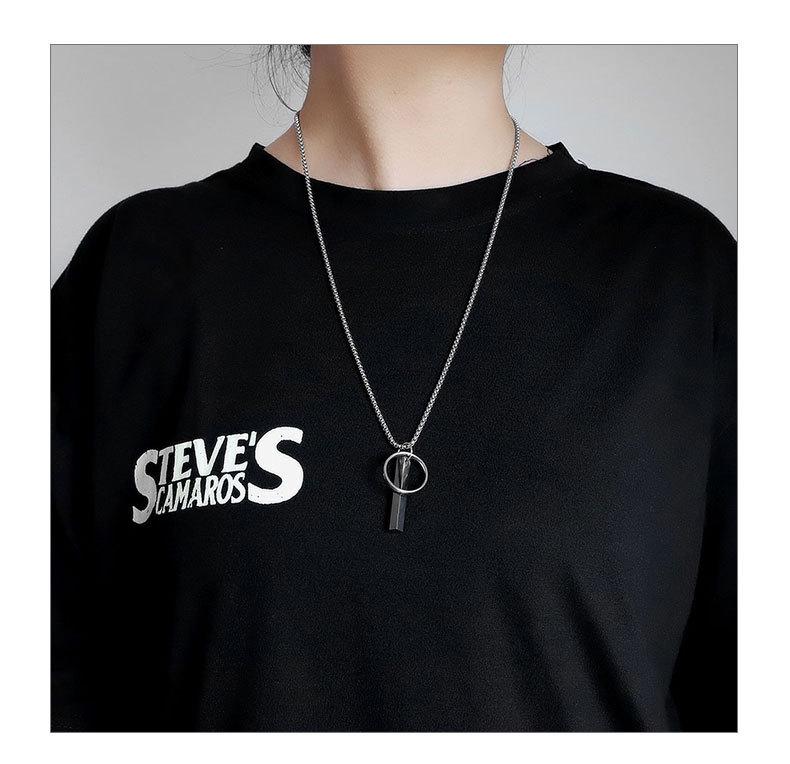 Trendy Titanium Steel Men's Dog Tag Necklace - Hip-Hop Style Pendant Chain