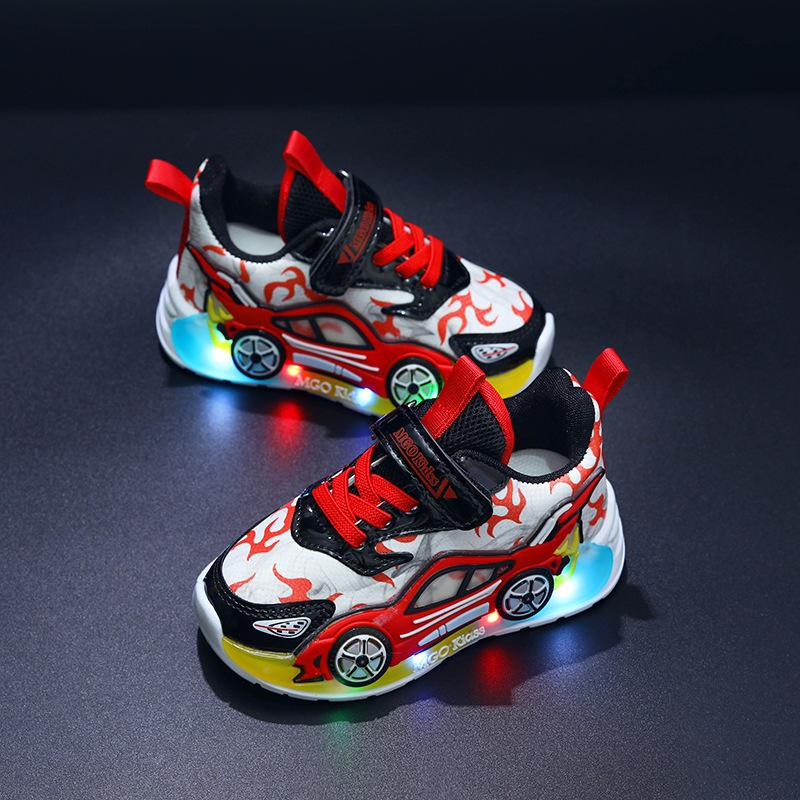 

Cartoon Toddler Boys Shoes Sports Kids Casual Sneakers LED Light Children Shoes 21(insole 13.3cm) красный