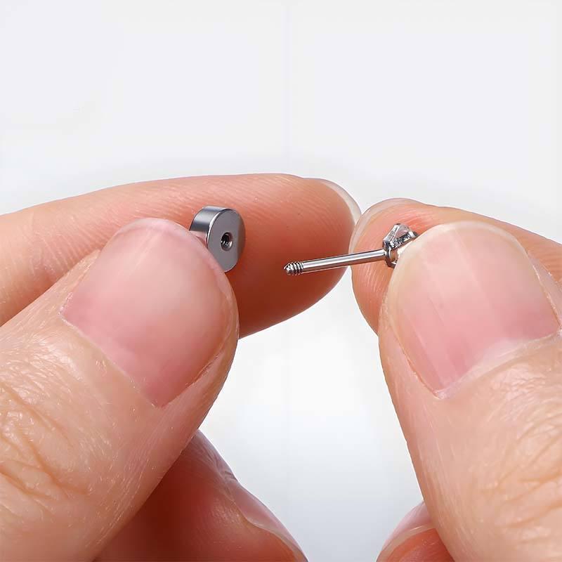 Compliant 316 Stainless Steel Flat Back Screw Ear Stud for Sleeping