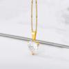 Gold & Silver Plated 2PCS Heart CZ Pendant Necklaces, Minimalist Four-Prong Solitaire Cable Chain Set for Women