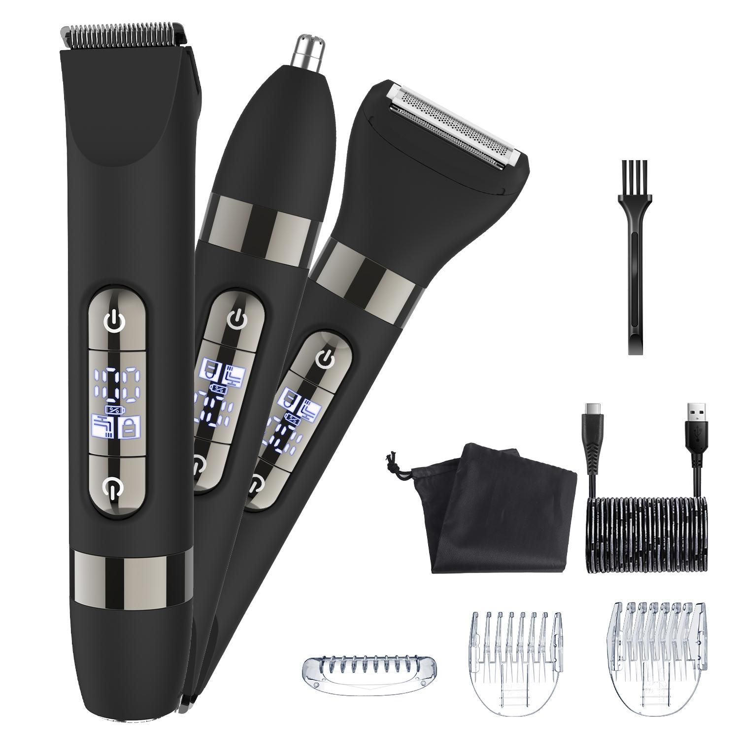 

Hatteker Электрический триммер мужской 4-в-1 многофункциональный водонепроницаемый набор для ухода за носом, телом для домашнего использования