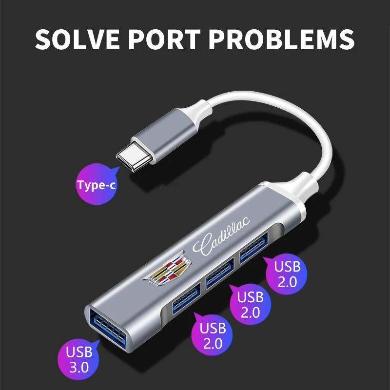 Type c 4 port USB High Speed 4 in 1 USB c Adapter for Cadillac CT5 STS XLR CT4 GT4 SLS SLR XT6 Escalade XT4 XT5 SRX XTS ELR BLS