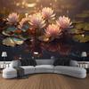 Beautiful Lotus tapestry landscape wall hanging cloth dreamy hippie home wall decoration poster office and living room tapestry