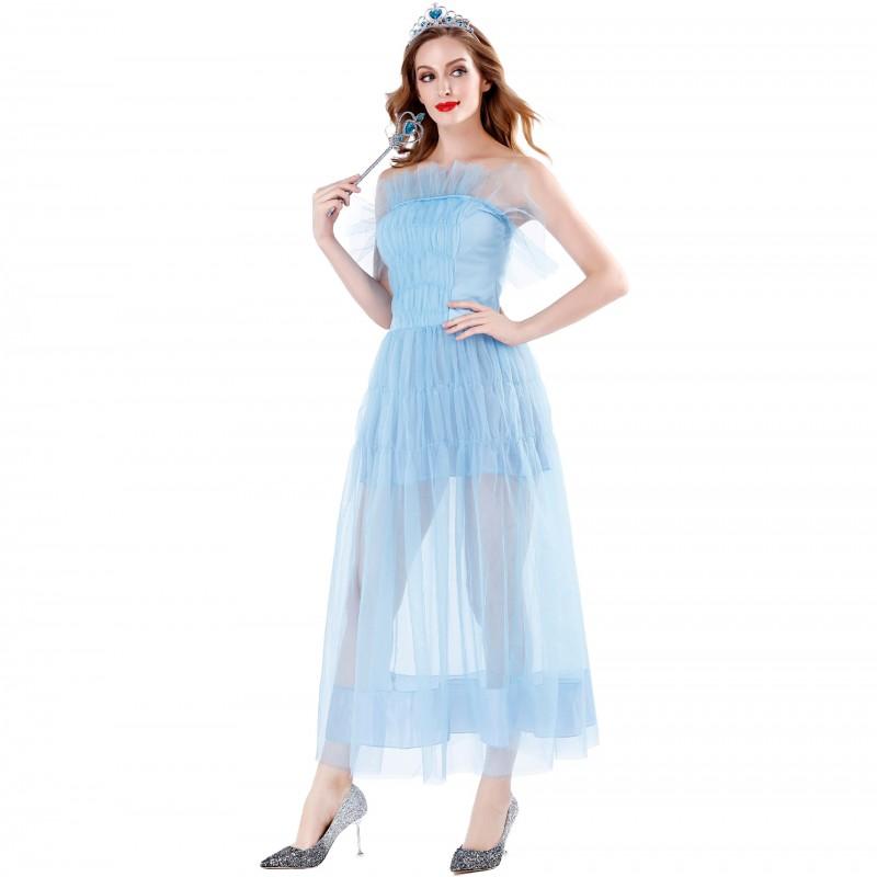 M-XL Snow White Princess Dress Frozen Cosplay Costume Women Halloween Party