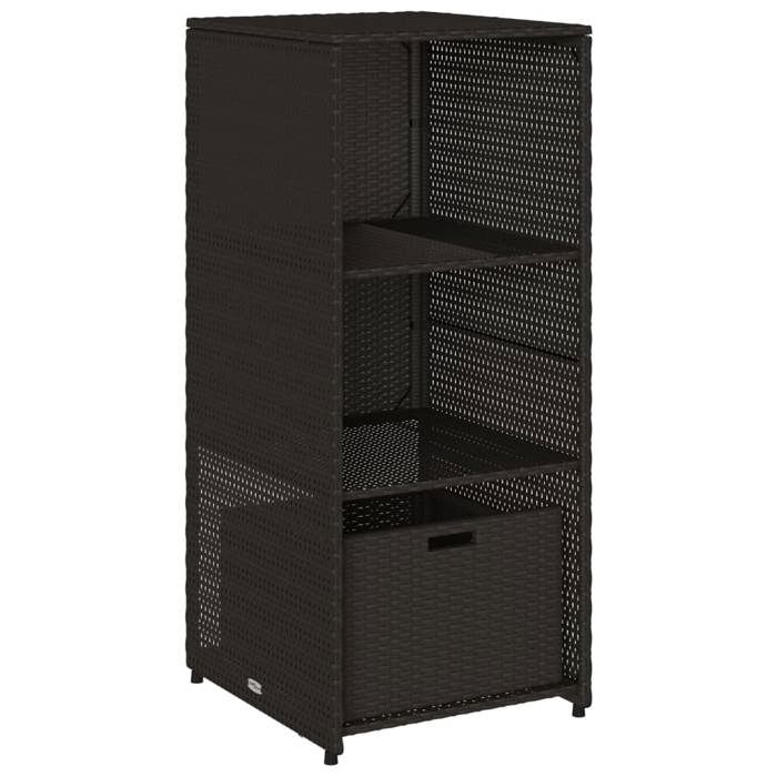 VidaXL Garden Storage Cabinet Black 50x55x115 Cm Poly Rattan, Outdoor Storage Cabinet, Outdoor Cupboard, Garden Storage 365547