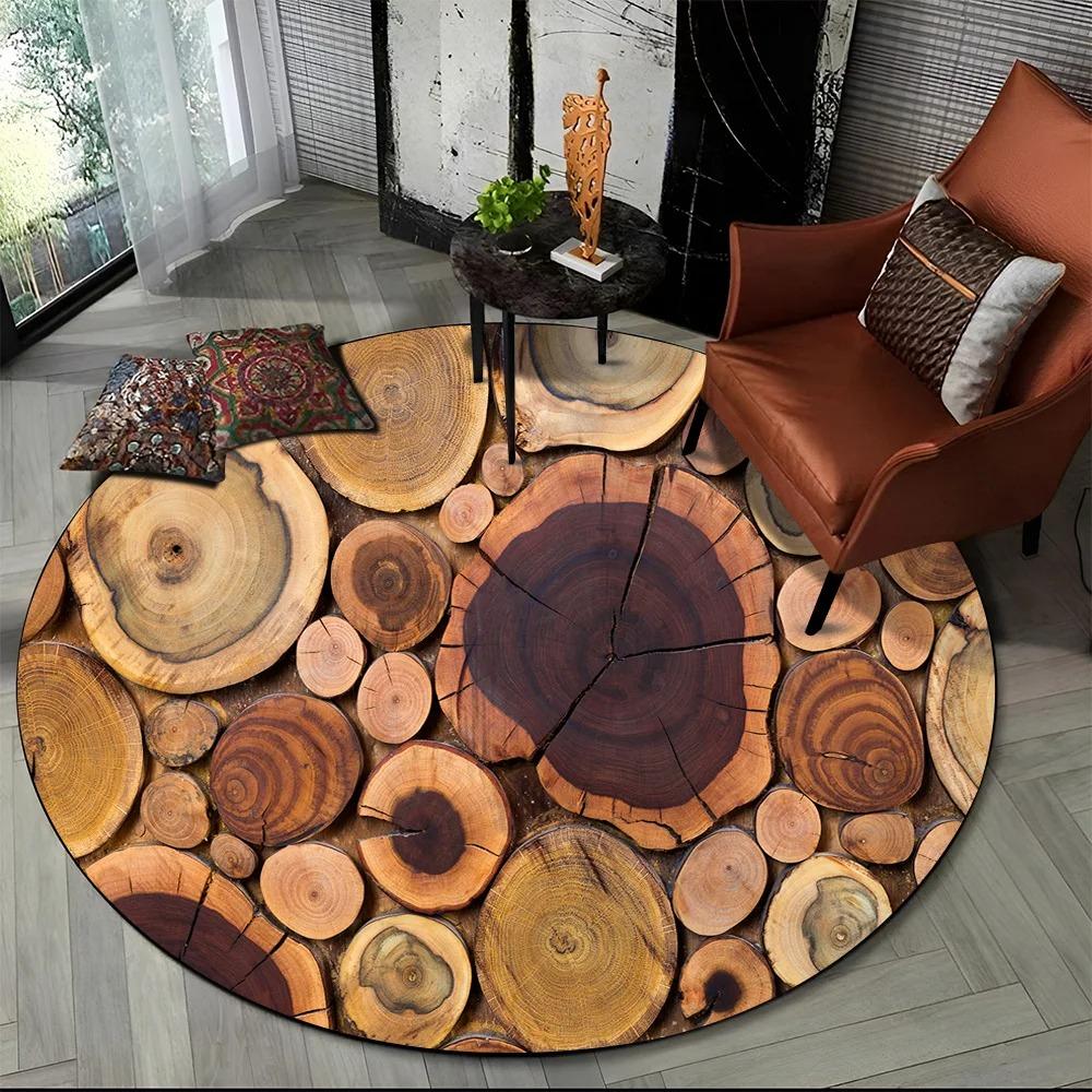 3D Color Wood Grain Lines Round Area Rug,Carpet Rug for Living Room Bedroom Sofa Child Playroom Decor,pet Non-slip Gift