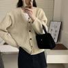 Vintage lazy wind V-neck knitted cardigan women's clothing autumn and winter new loose high-end long-sleeved sweater jacket women